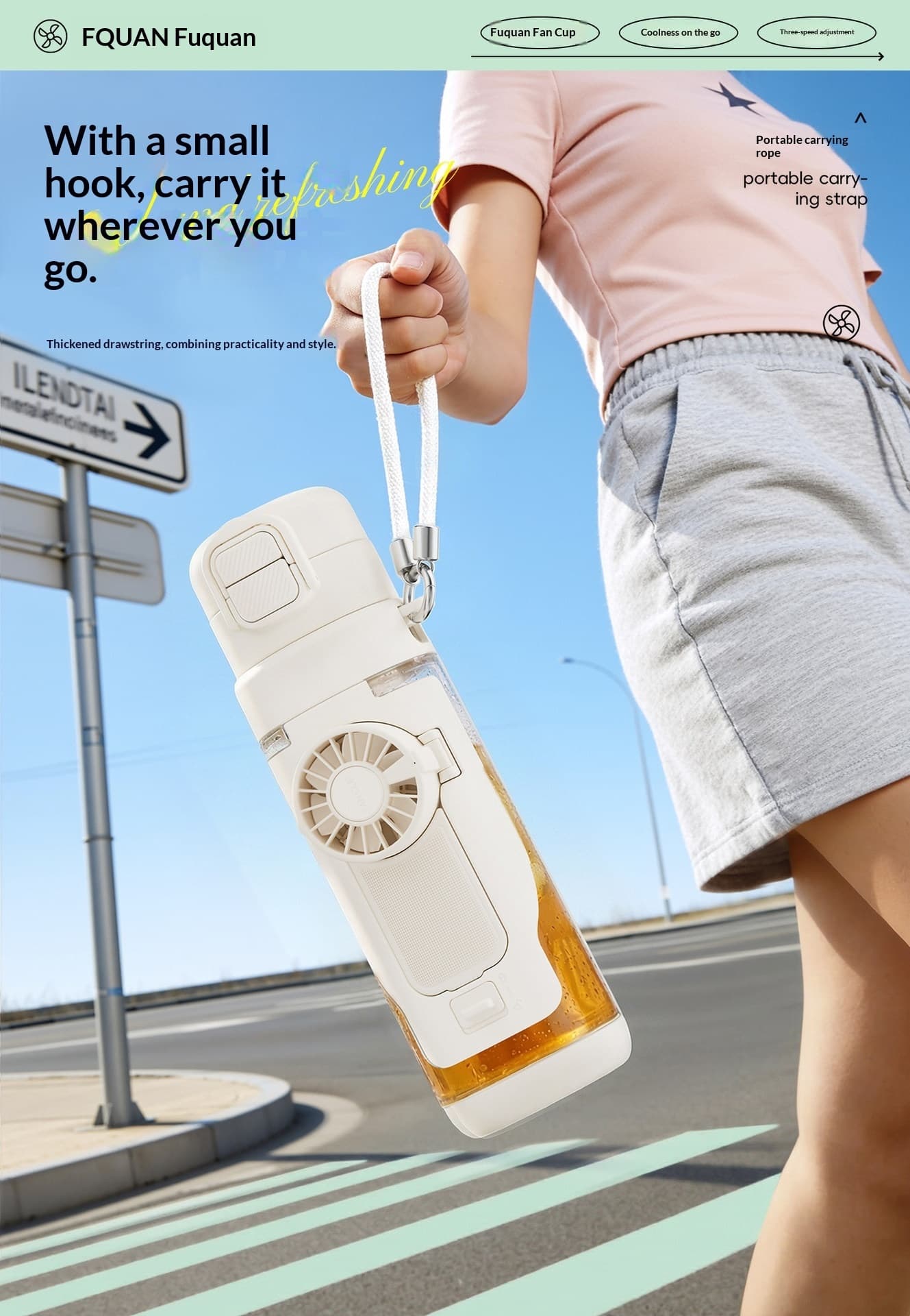 Cooling Sports Water Bottle With Dual Drinking Spouts And A Fan Cup 3