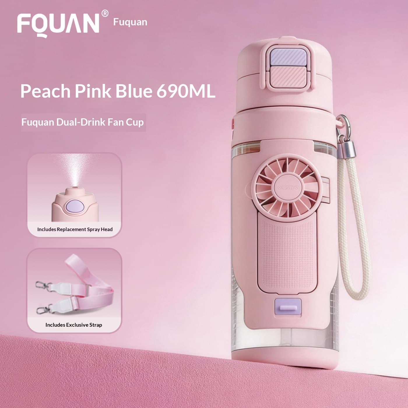 Cooling Sports Water Bottle With Dual Drinking Spouts And A Fan Cup 10