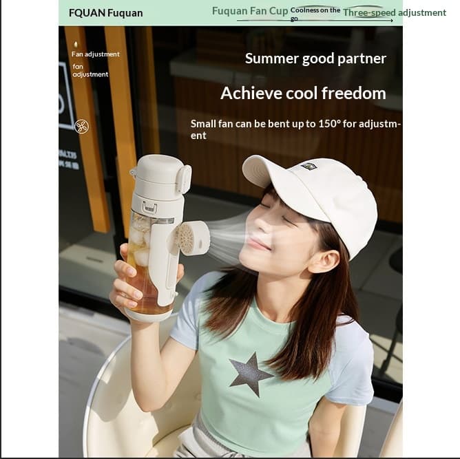 Cooling Sports Water Bottle With Dual Drinking Spouts And A Fan Cup 7