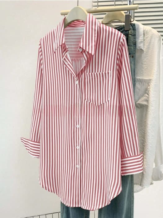 Womens Versatile Casual Striped Blouse 6
