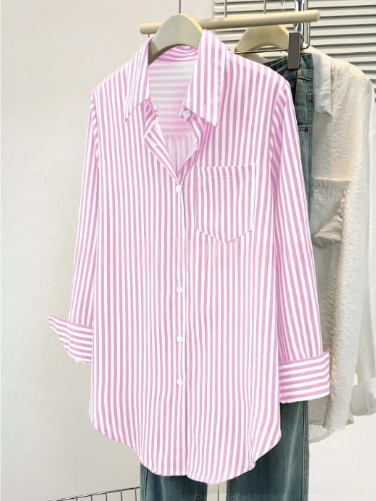 Womens Versatile Casual Striped Blouse 3