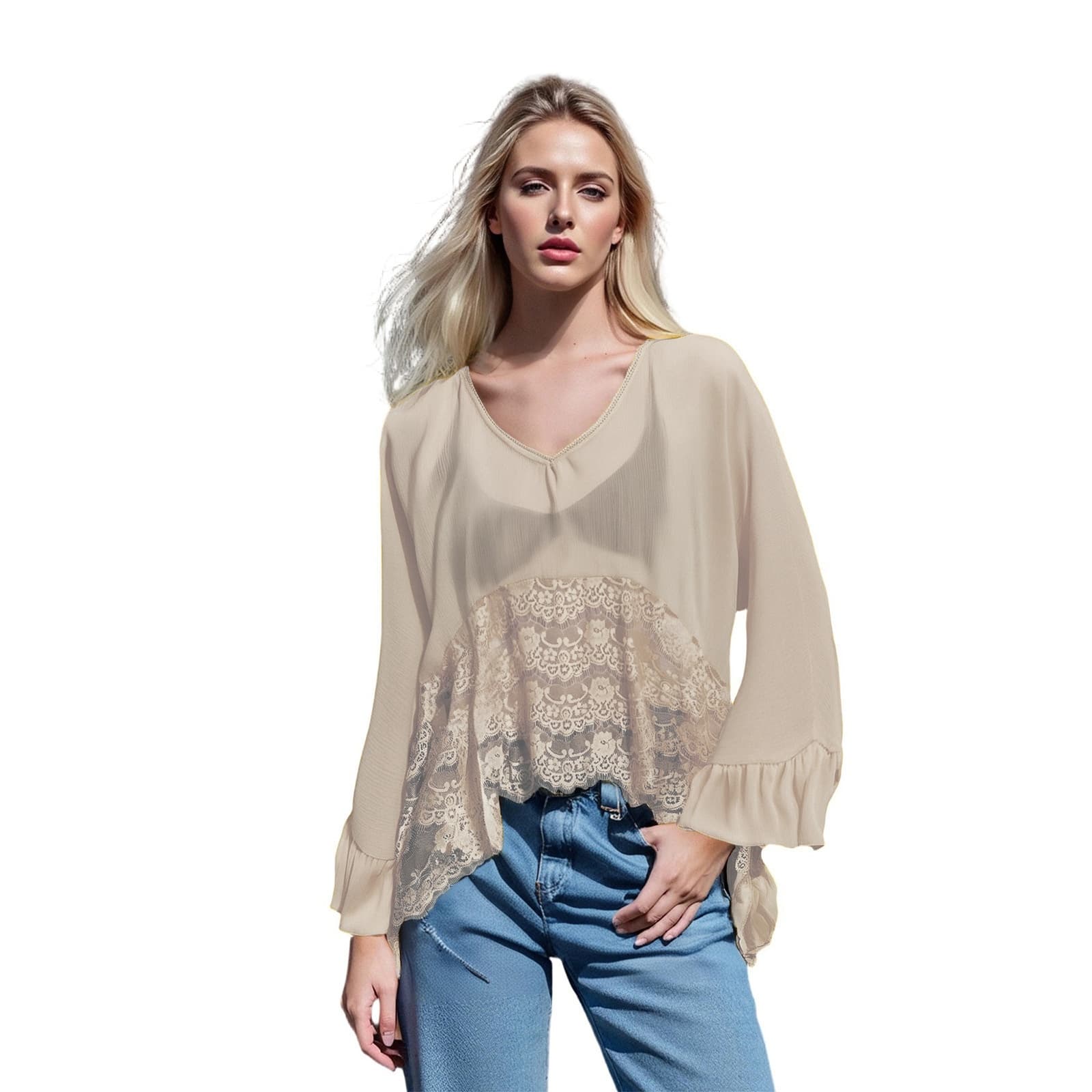 Spring Summer Womens Blouse With Batwing Sleeves For The Beach 8