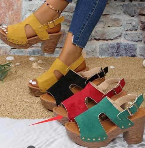 Plus-size Chunky-heel High-heeled Sandals For Women Versatile And Comfortable 3