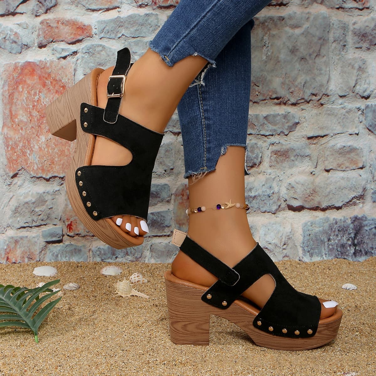 Plus-size Chunky-heel High-heeled Sandals For Women Versatile And Comfortable 5