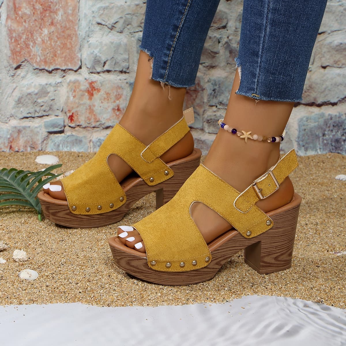 Plus-size Chunky-heel High-heeled Sandals For Women Versatile And Comfortable 2