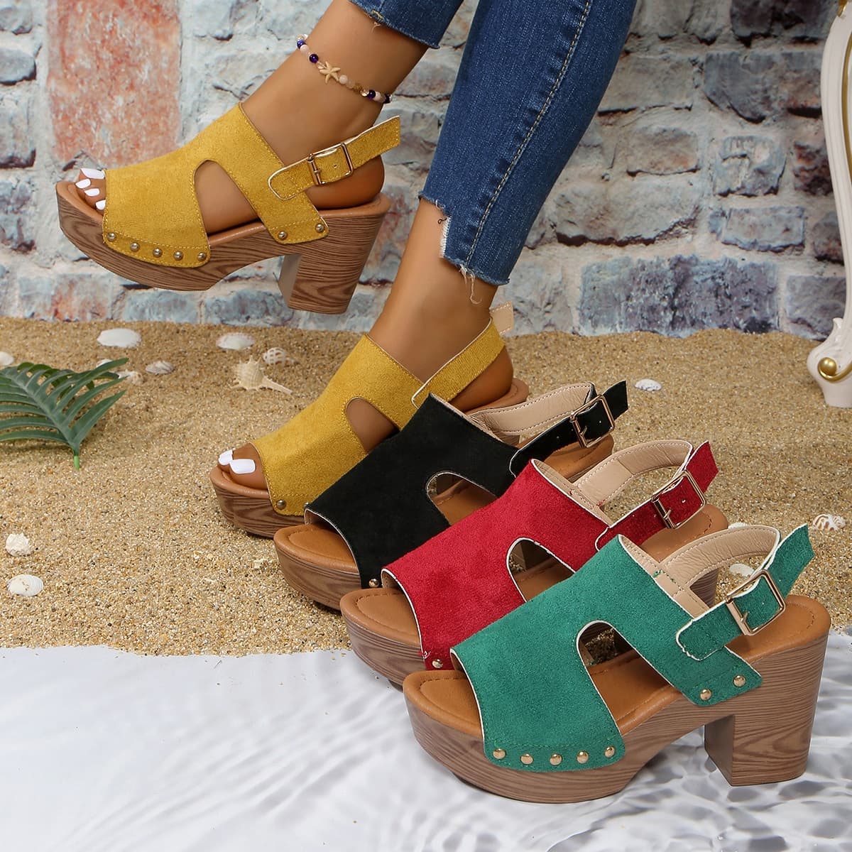 Plus-size Chunky-heel High-heeled Sandals For Women Versatile And Comfortable 4