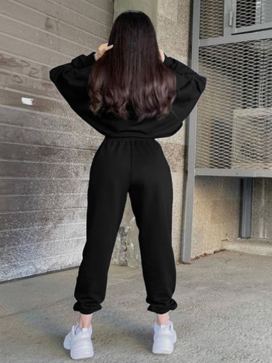 Fashionable And Versatile Embroidered Slim-fit Casual Sporty Two-piece Hoodie Set 9