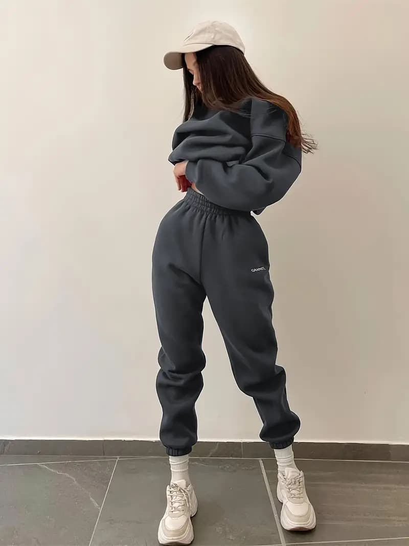 Fashionable And Versatile Embroidered Slim-fit Casual Sporty Two-piece Hoodie Set 5