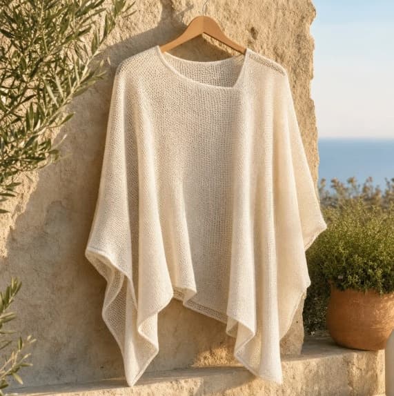 Womens Solid-Color Knitted Cape Blouse 11