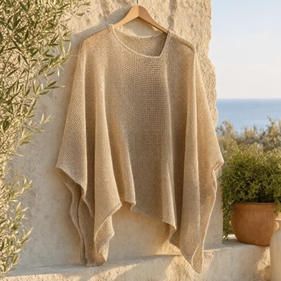 Womens Solid-Color Knitted Cape Blouse 5