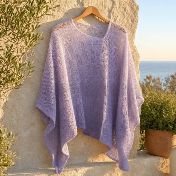 Womens Solid-Color Knitted Cape Blouse 12