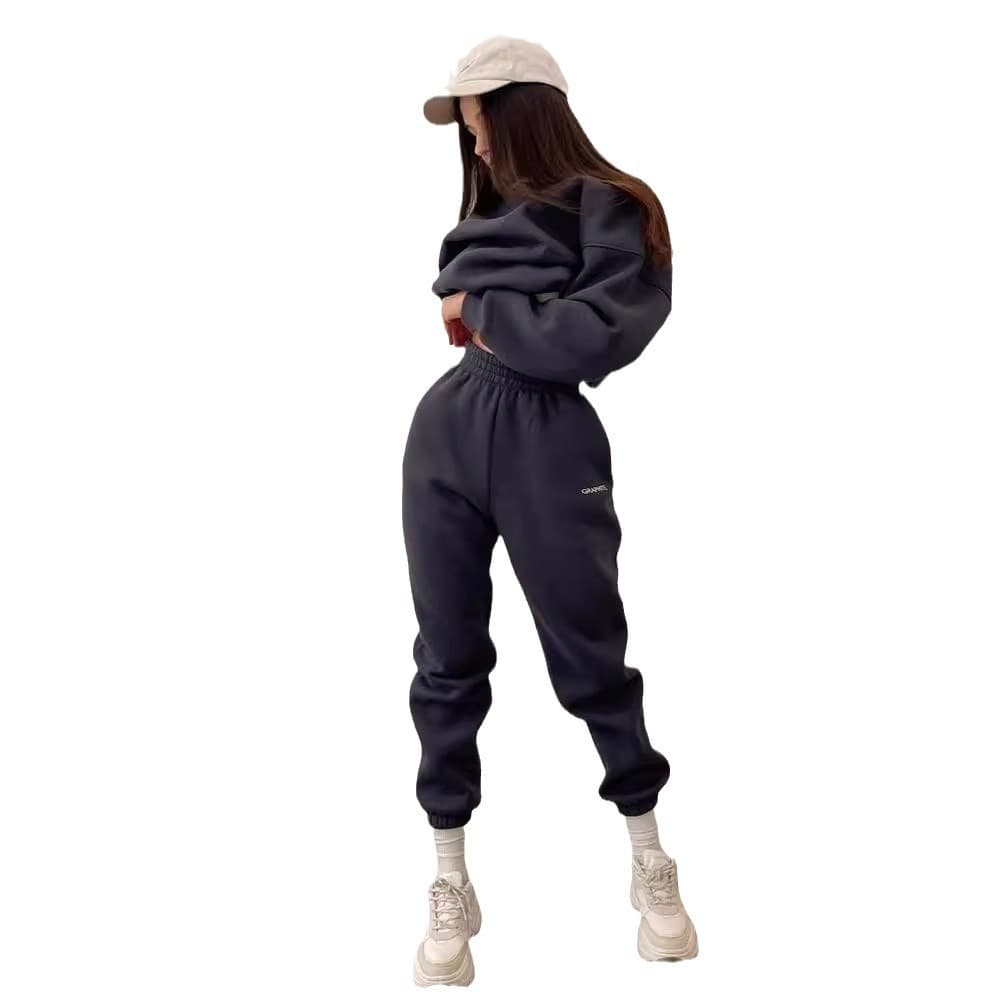 Fashionable And Versatile Embroidered Slim-fit Casual Sporty Two-piece Hoodie Set 2