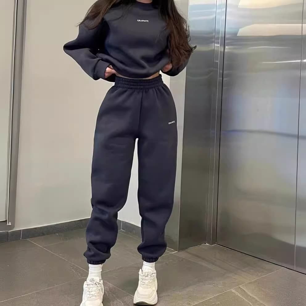 Fashionable And Versatile Embroidered Slim-fit Casual Sporty Two-piece Hoodie Set 8