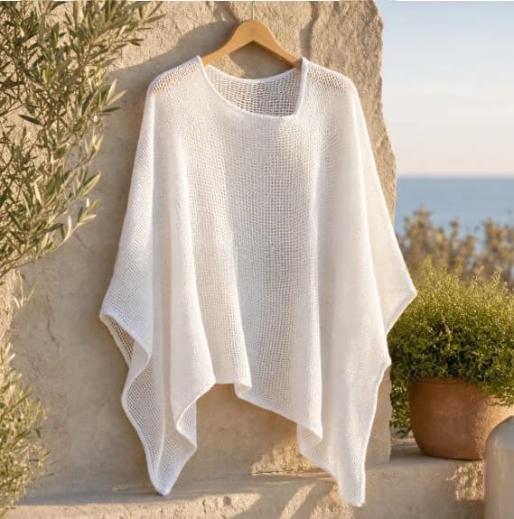 Womens Solid-Color Knitted Cape Blouse 8