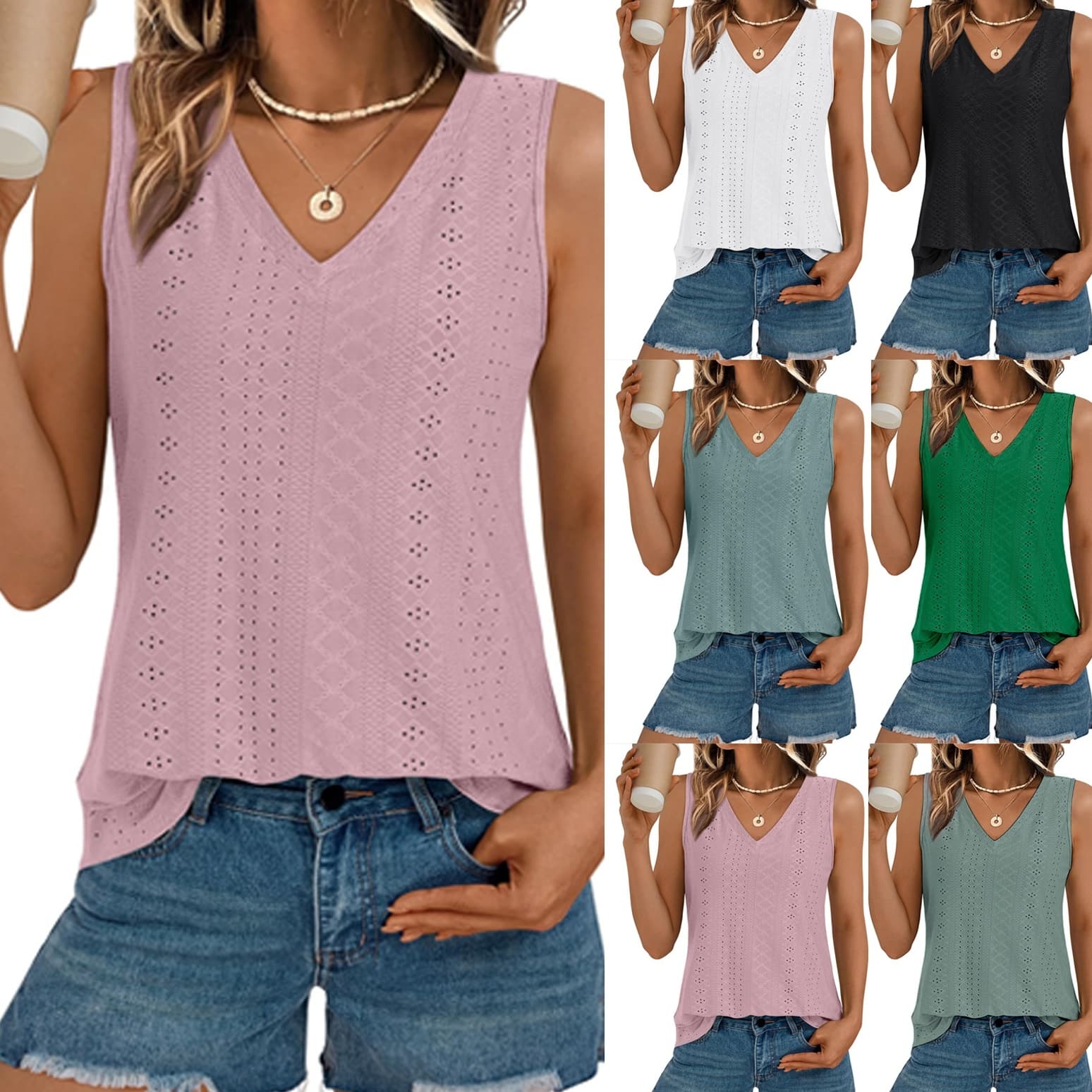 V-neck Vest Hole Hollow-out Sleeveless Top 8