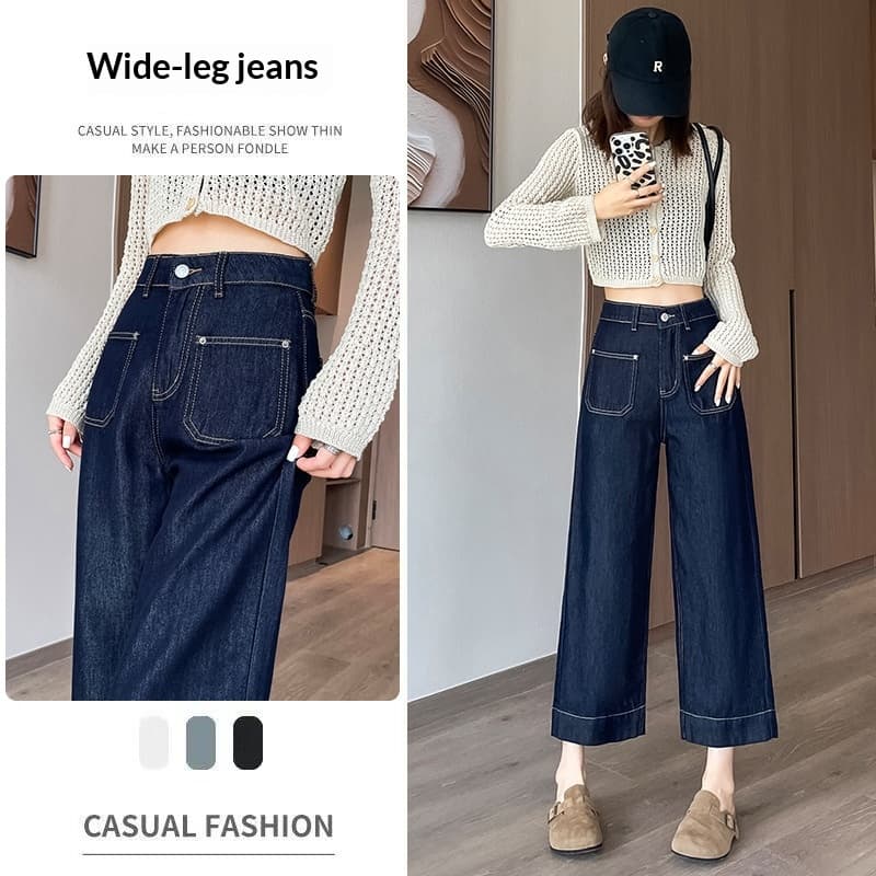 Straight-leg Loose-fit Figure-flattering High-waist Draping Wide-leg Pants 3