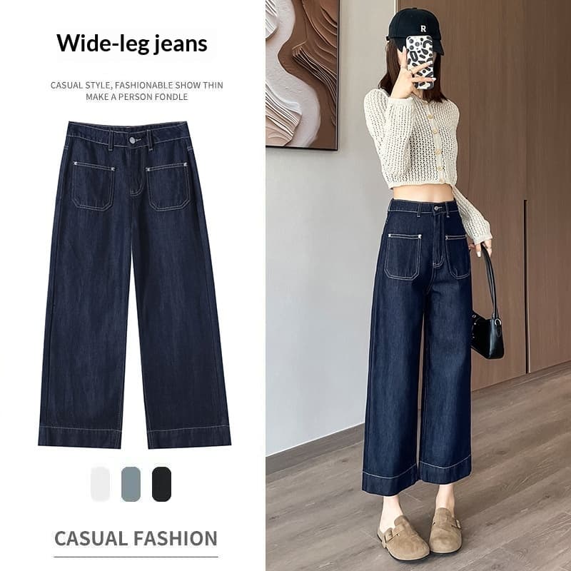 Straight-leg Loose-fit Figure-flattering High-waist Draping Wide-leg Pants