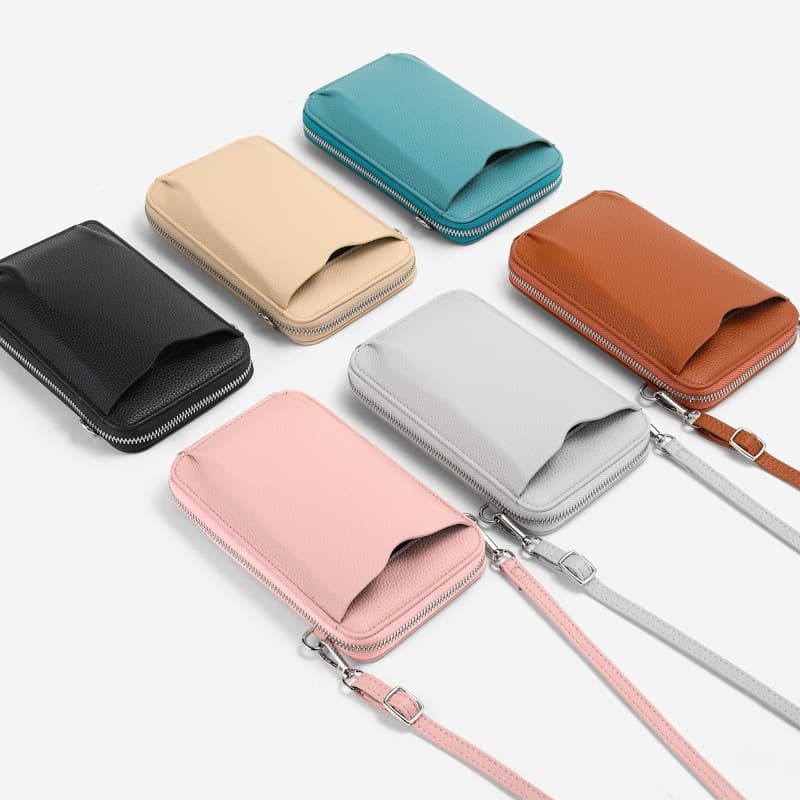 New-style Lychee-pattern Vertical Zip-around Phone Bag 8