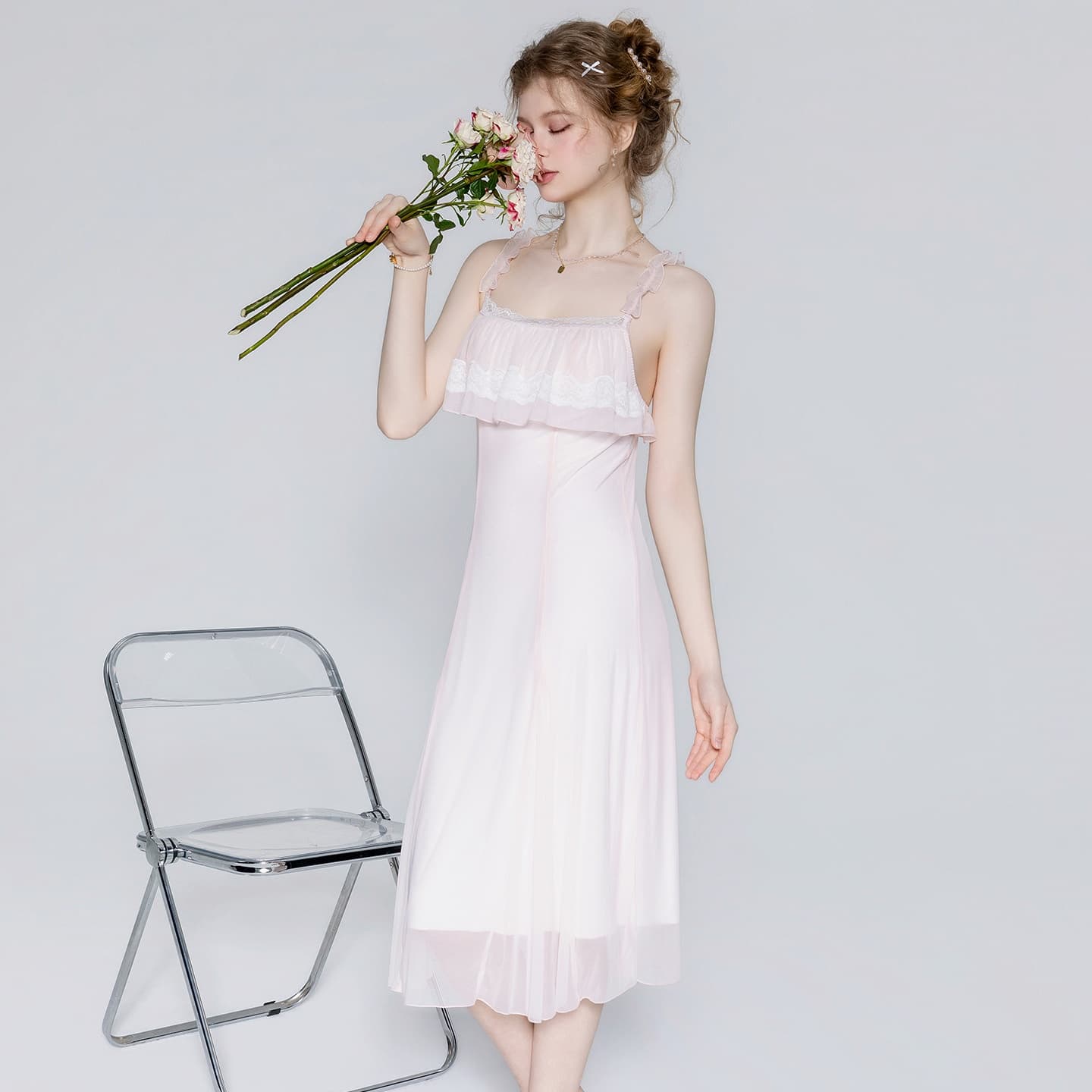 Lace Slimming Long Nightdress And Homewear Set 2