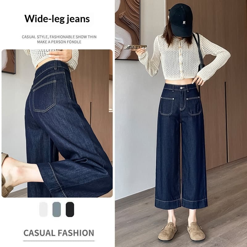 Straight-leg Loose-fit Figure-flattering High-waist Draping Wide-leg Pants 4