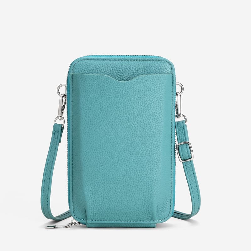 New-style Lychee-pattern Vertical Zip-around Phone Bag