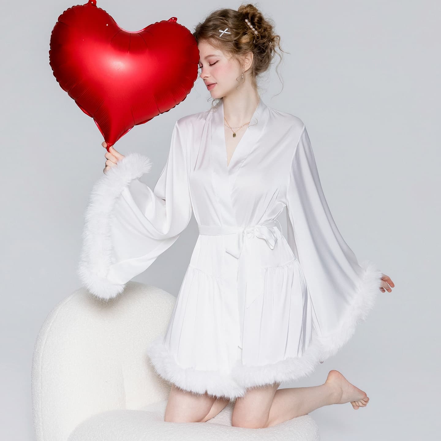 Loose And Comfortable Belted Cardigan Robe Nightgown 4