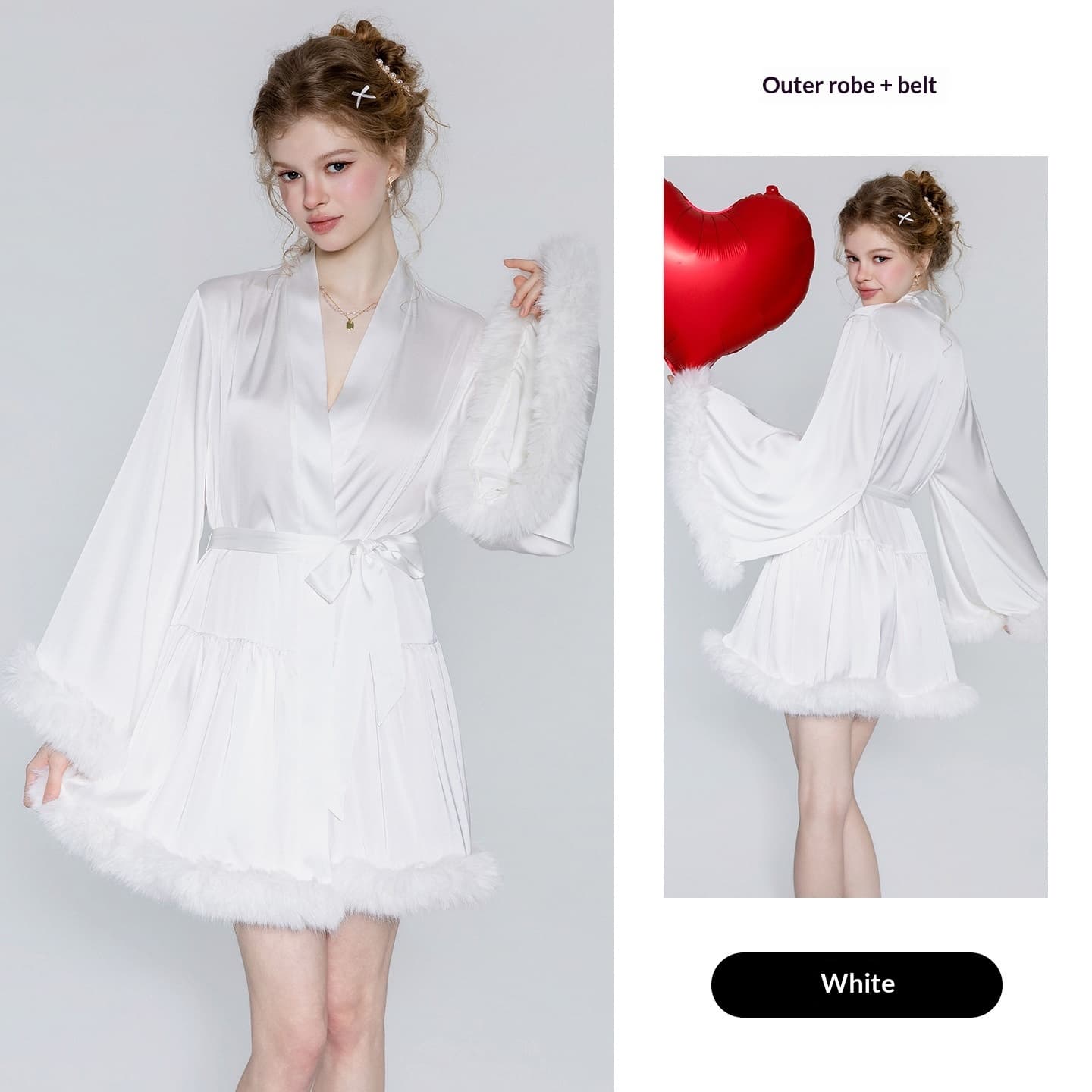 Loose And Comfortable Belted Cardigan Robe Nightgown 3
