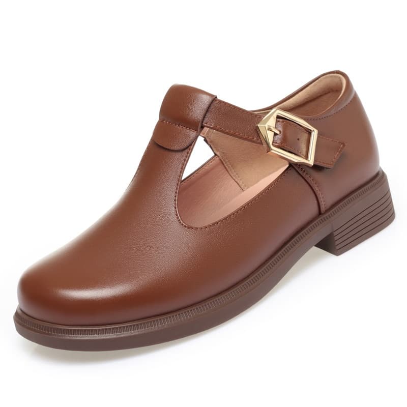 Round-toe Leather British-style Ready-to-ship Large-size Womens Shoes 3