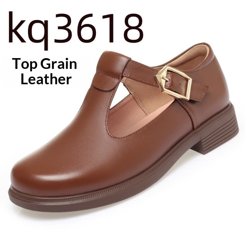 Round-toe Leather British-style Ready-to-ship Large-size Womens Shoes 6