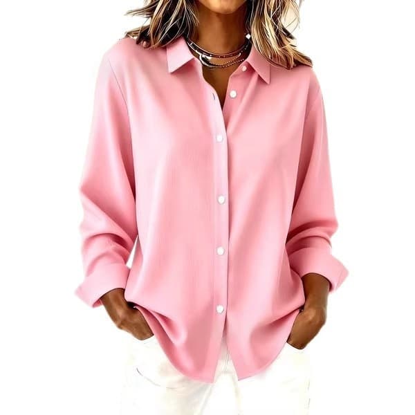 Versatile 3D-printed Solid-color Long-sleeve Womens Shirt 4