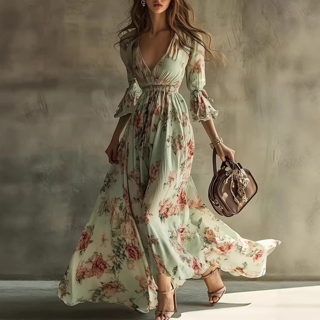 Printed Casual Holiday Dress For A Stand-Alone Website 4