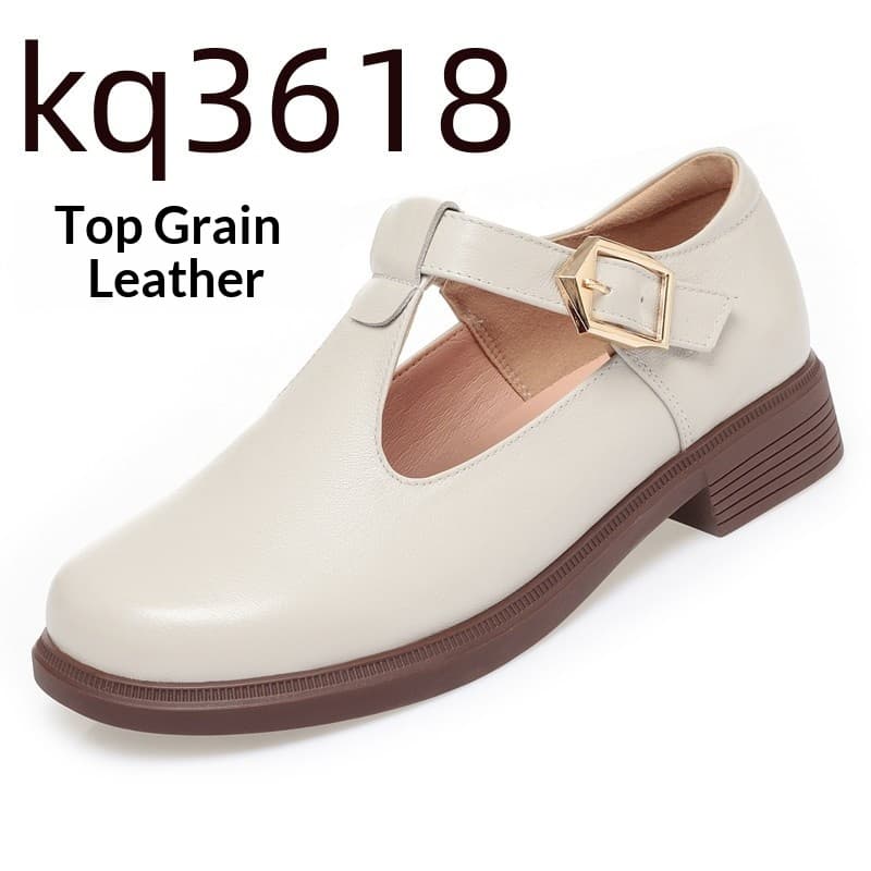 Round-toe Leather British-style Ready-to-ship Large-size Womens Shoes 7