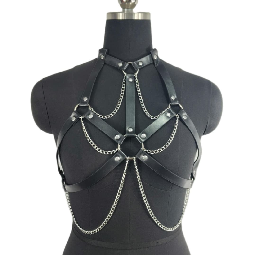 Women's Fashion Leather Strap With Chain Performance Costumes Accessories 2