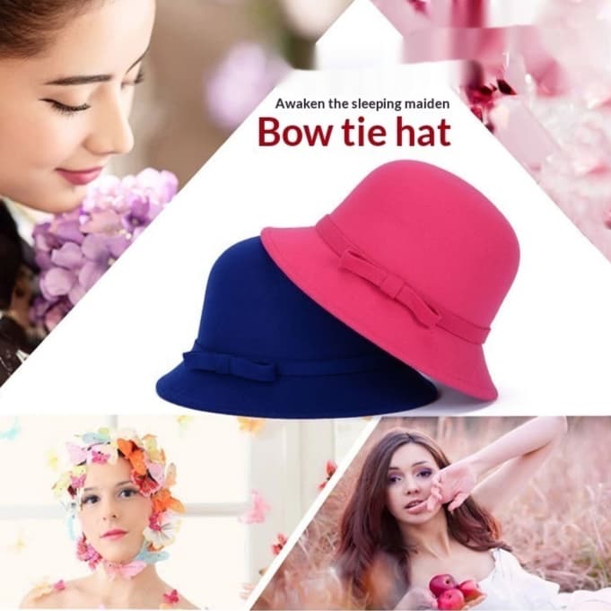 Fashionable And Elegant Womens Bowler Hat With A Striped Bow 11