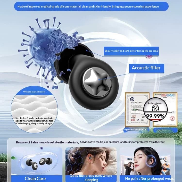 Dual-core Noise-canceling Sleep Earplugs Made Of Silicone That Remains Comfortable Even During Prolonged Wear 7