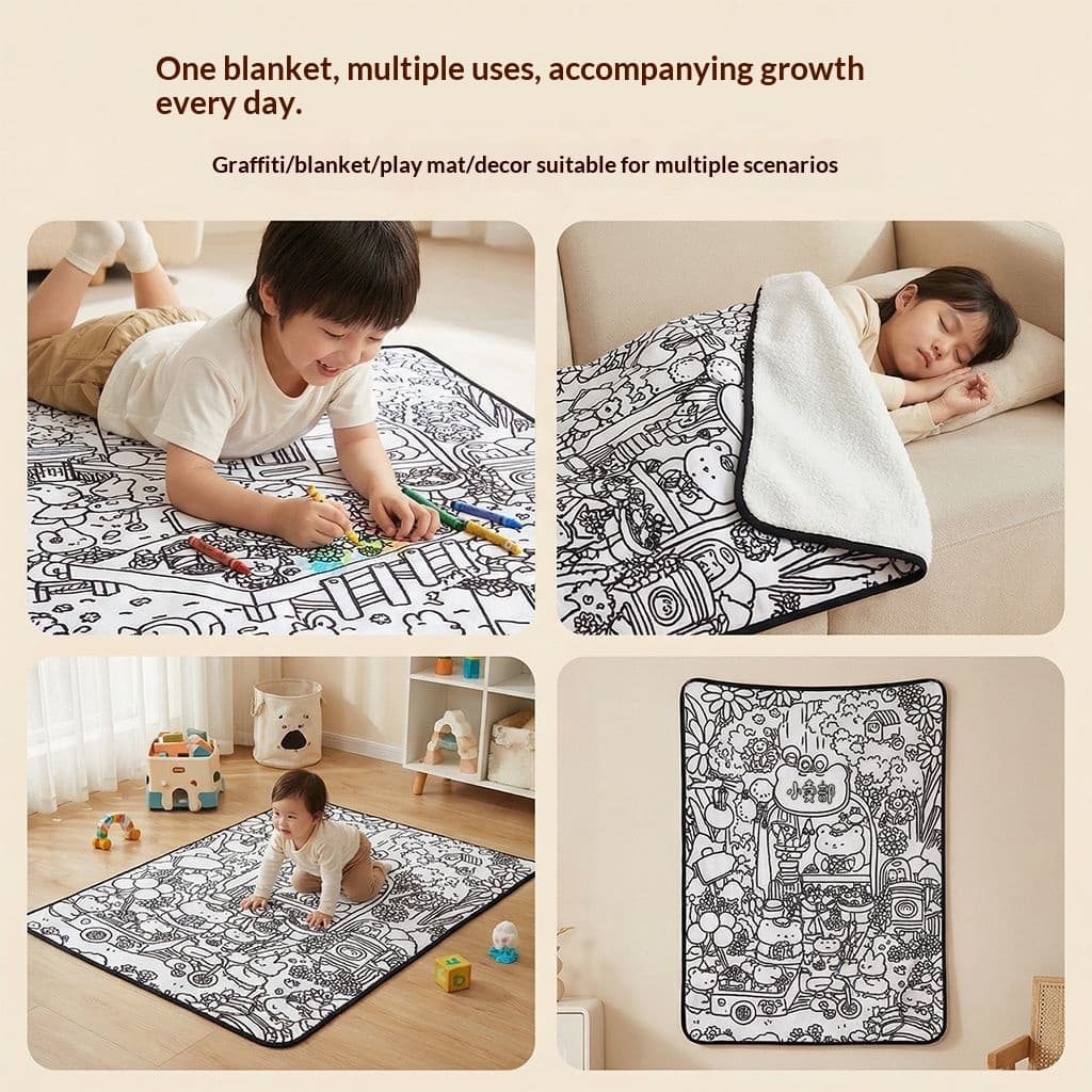 Childrens Drawing And Doodling Fleece Blanket 6