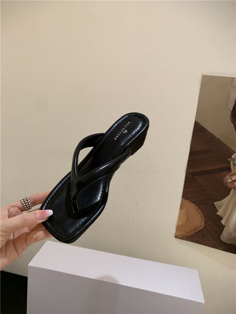 Womens French-style Wedge Sandals With A Square Toe And Leopard Print 5