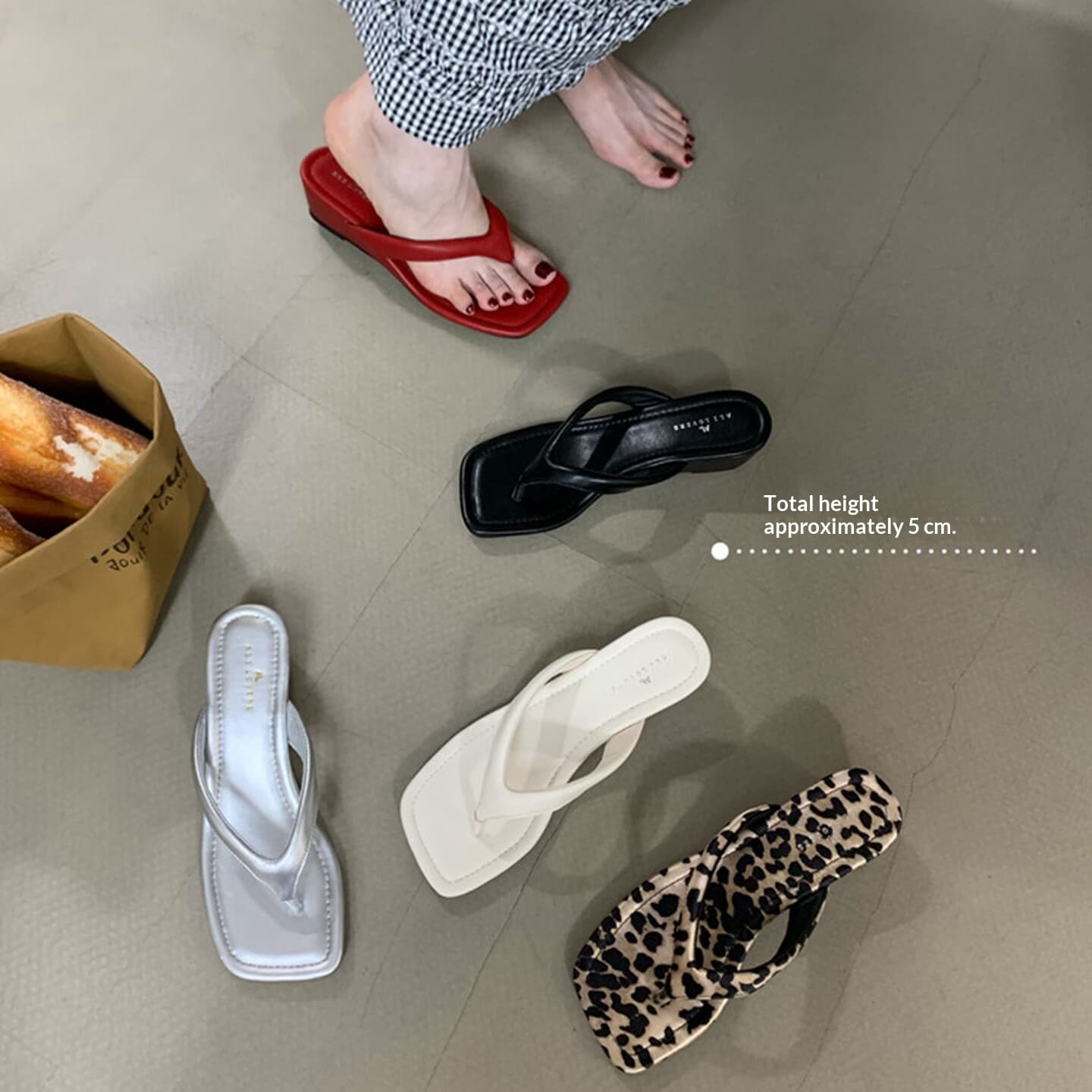 Womens French-style Wedge Sandals With A Square Toe And Leopard Print 7