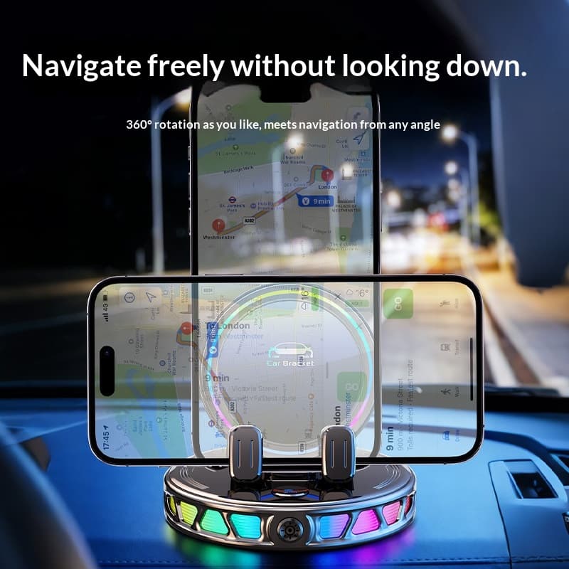 Iridescent RGB Ambient Light Car Wireless Charging Stand 6