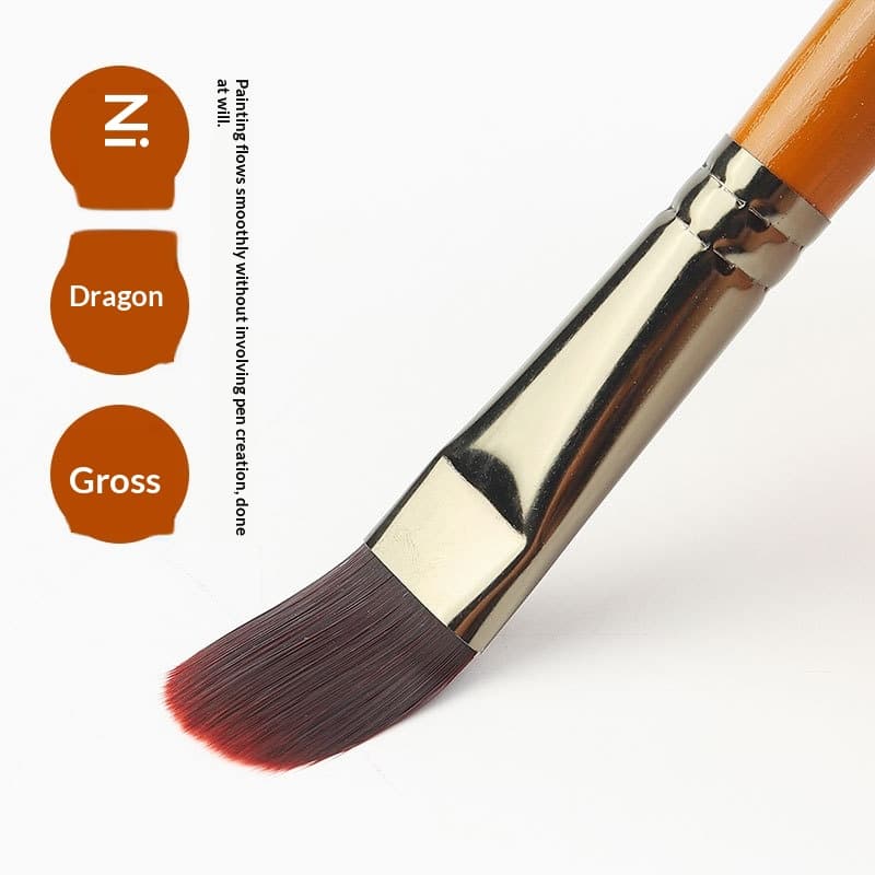 Six-piece Set Of Wooden-handled Watercolor Brushes With Nylon Bristles