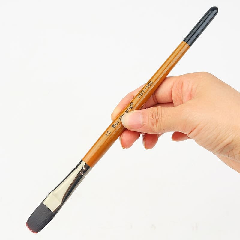 Six-piece Set Of Wooden-handled Watercolor Brushes With Nylon Bristles 4