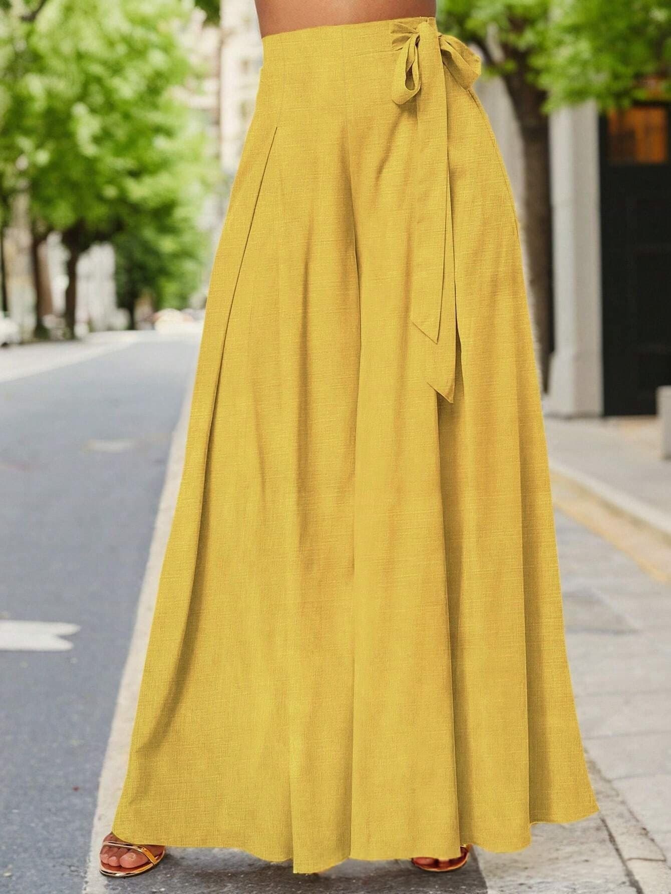 Lace-up Wide-leg Culottes With Pleats European Size Versatile And Easy To Match 9