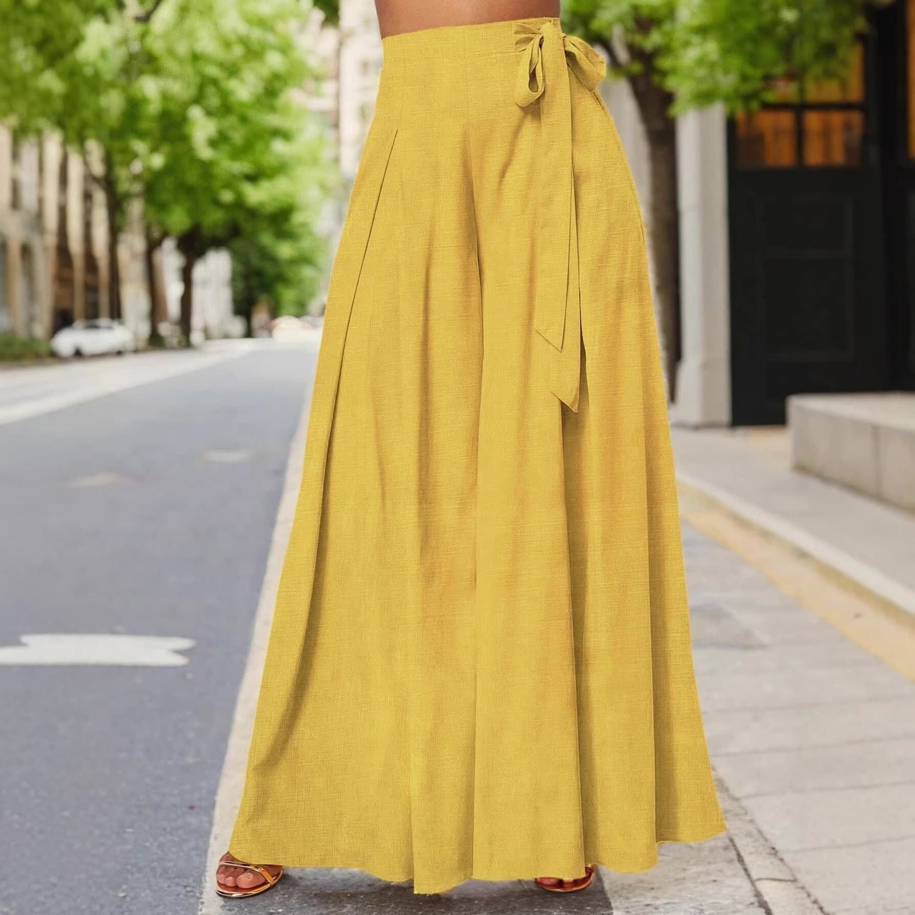 Lace-up Wide-leg Culottes With Pleats European Size Versatile And Easy To Match 5
