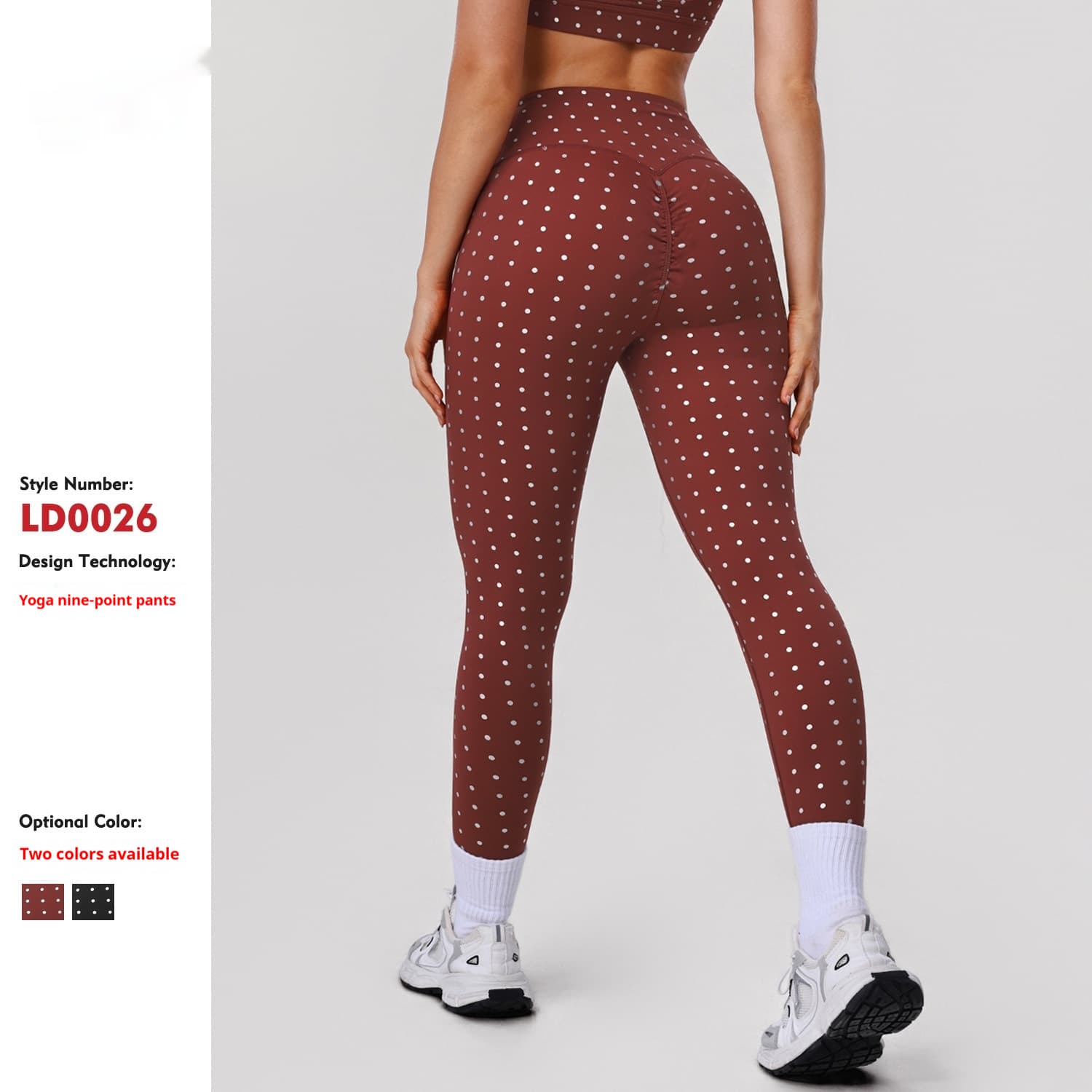 Womens High-Waisted Stretchy Silver-Hot-Stamped Polka-Dot Yoga Pants 6