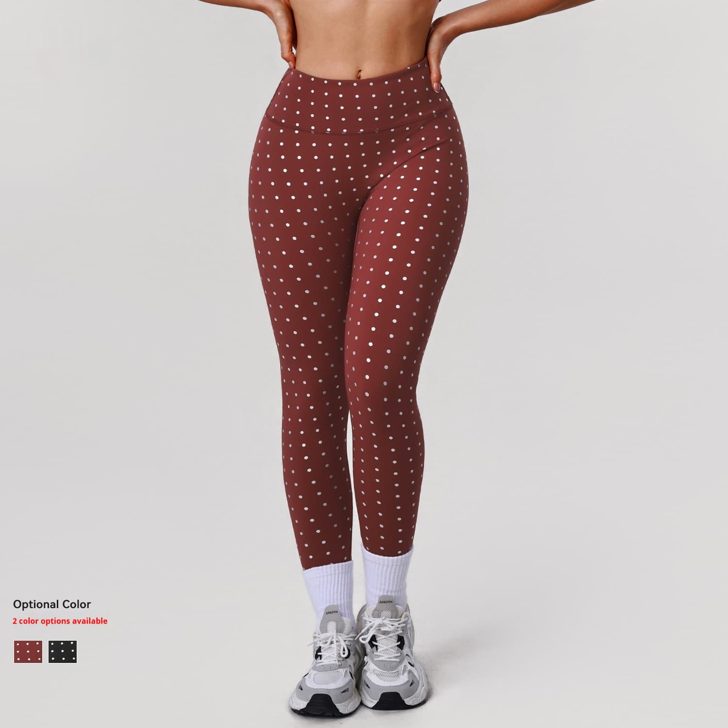 Womens High-Waisted Stretchy Silver-Hot-Stamped Polka-Dot Yoga Pants 4