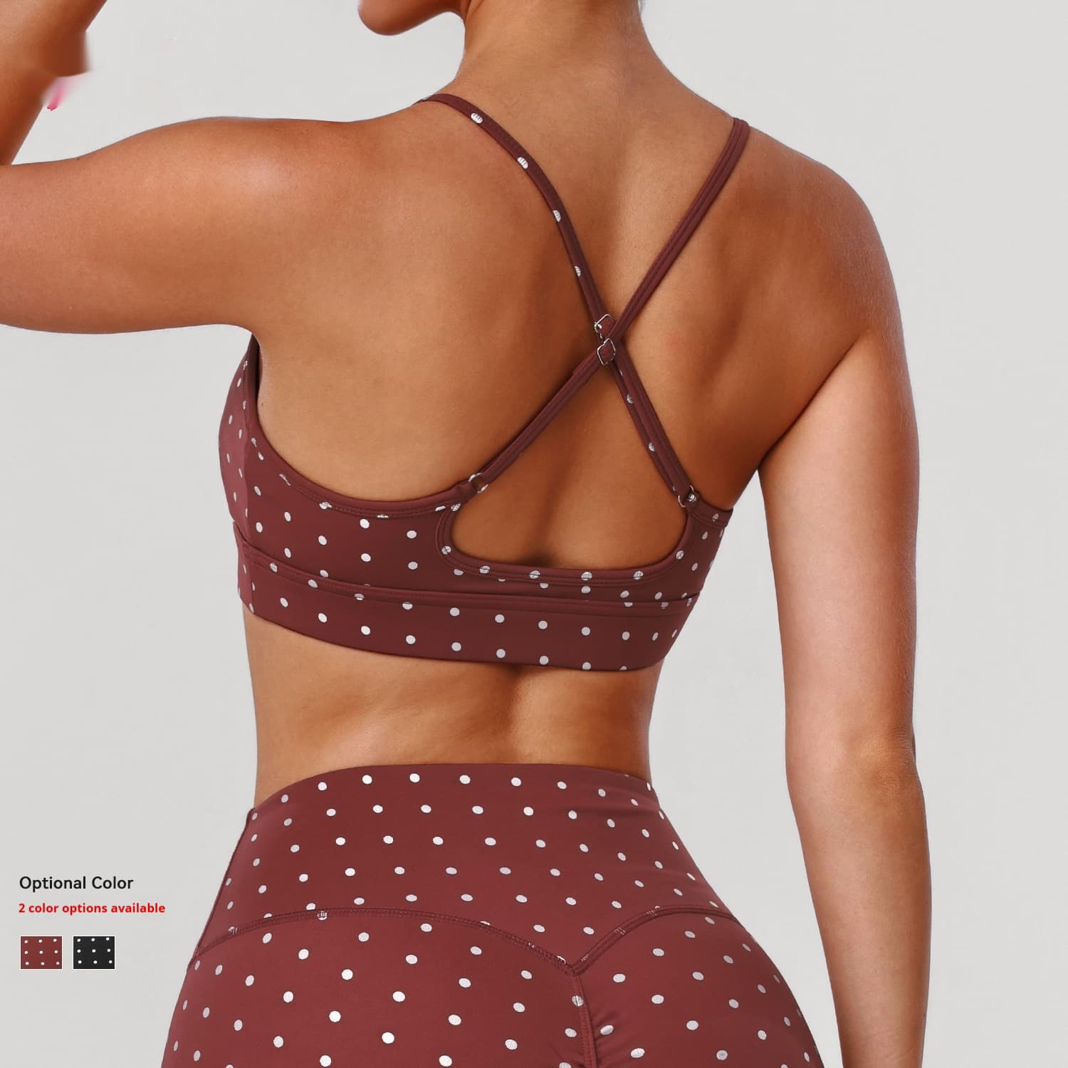 Push-up Shockproof Hot-stamped Silver Polka-dot Yoga Bra