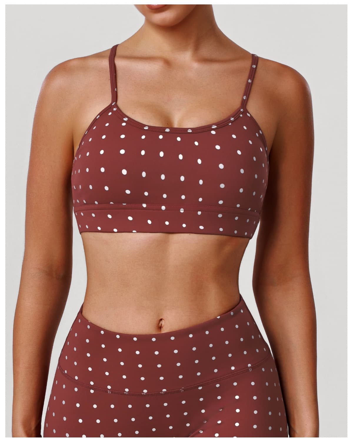 Push-up Shockproof Hot-stamped Silver Polka-dot Yoga Bra 2