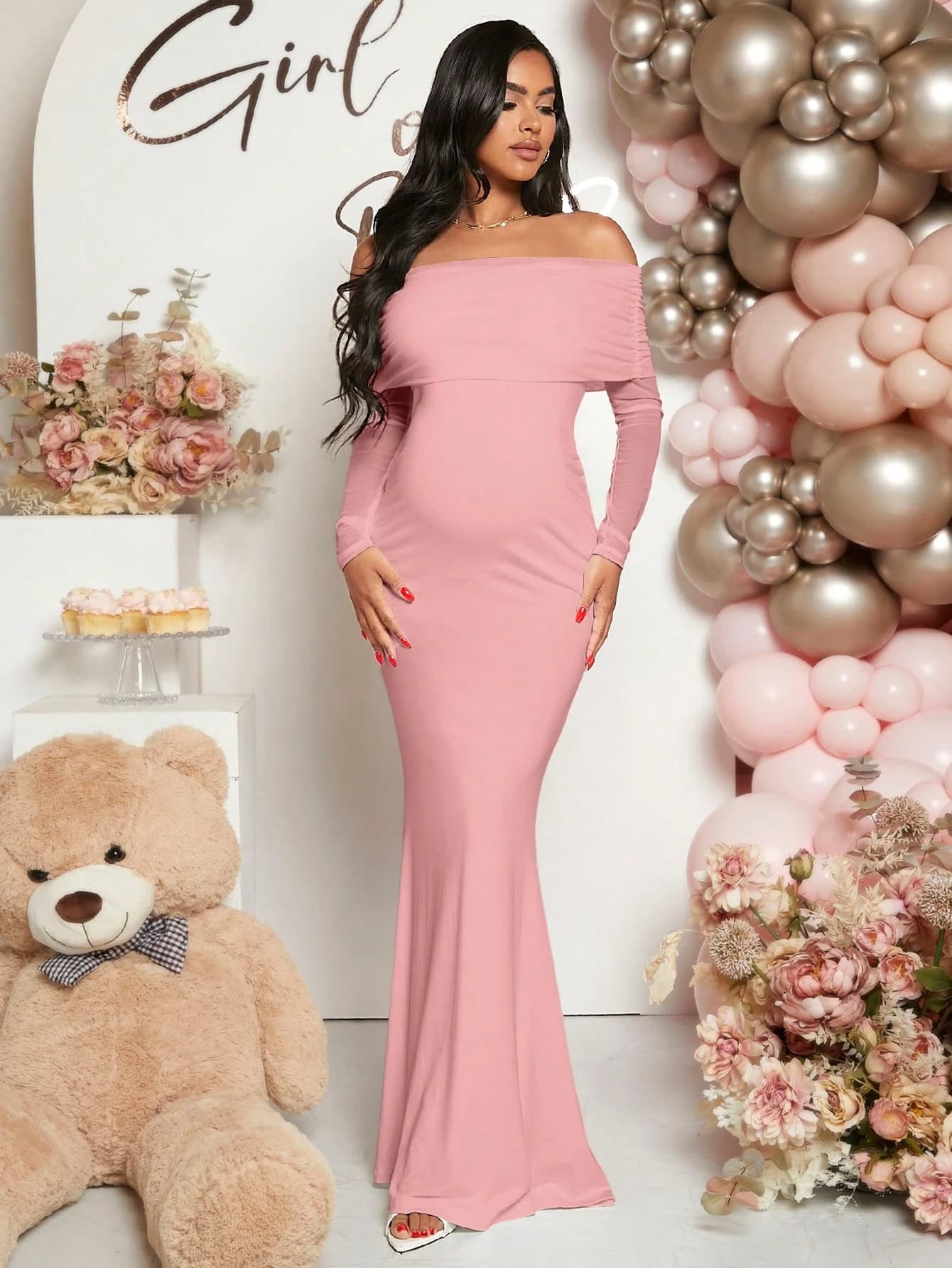 Off-shoulder Mermaid Long-sleeve Dress For Women 3