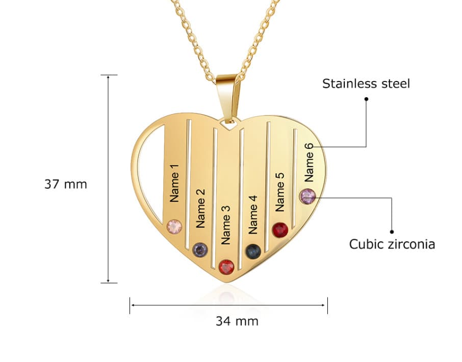 A Personalized Hollowed-out Heart-shaped Diamond Necklace With 4 Diamonds That Can Be Engraved 4